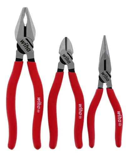 Set alicates, 3 piezas, clásico, grip y cortante (no aislados) WIHA 32698 ALEMANIA