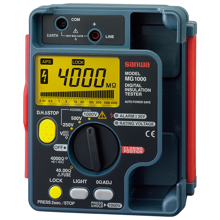 Medidor de aislamiento (Meghometro) 1000V - 4000 MOHM - SANWA MG1000 - JAPÓN