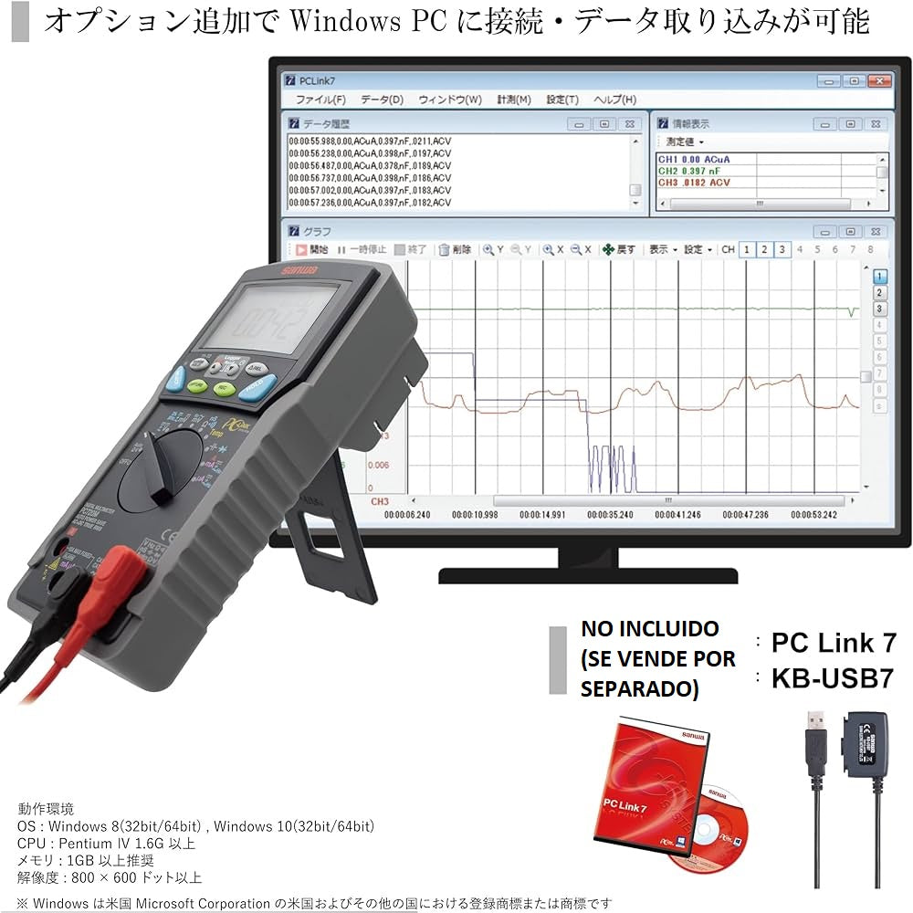 Multímetro Digital Trms, Datalogger, Sanwa PC720M